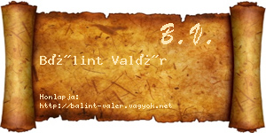 Bálint Valér névjegykártya